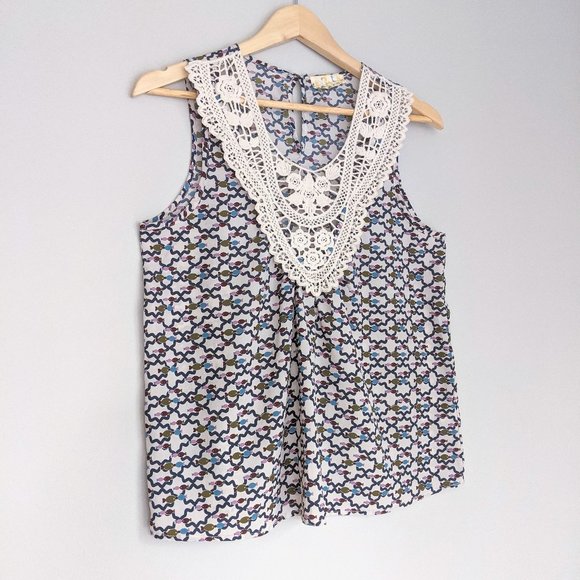 🇺🇸 🐟 Fish Print Boxy Sleeveless Top Made In USA - Picture 2 of 8